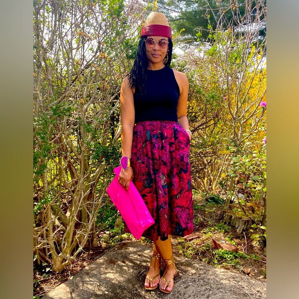 VINTAGE STATEMENT MIDI SKIRT
